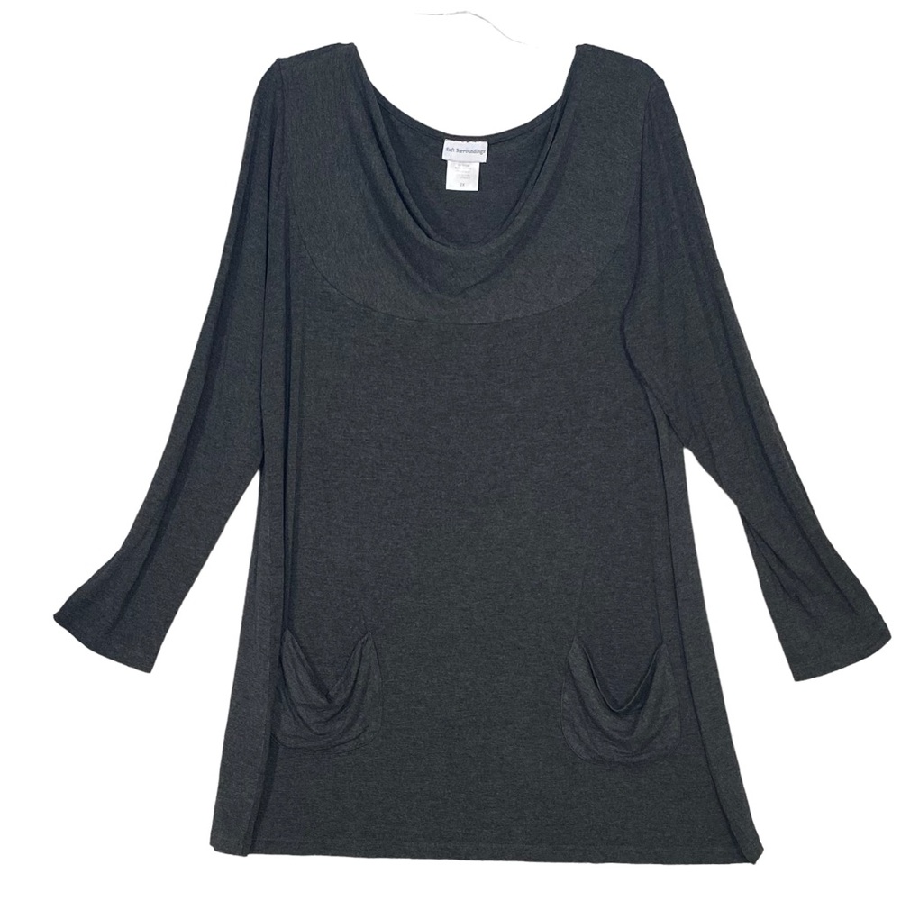 Soft Surroundings Dynamic Drape Tunic Top Longer Length Gray Women’s Size 2X